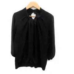 アナイ ANAYI ブラウス カットソー 七分袖 切替 38 黒 ブラック /HO48