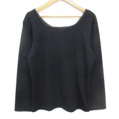 ロペピクニック ROPE Picnic リブニット カットソー 長袖 Uネック ヘンリーネック 2way 無地 40 紺 ネイビー /FF36