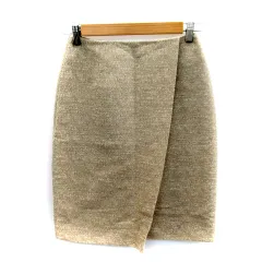 ユナイテッドアローズ UNITED ARROWS タイトスカート ラップスカート風 ひざ丈 総柄 36 ベージュ /SY7