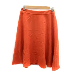 インディヴィ INDIVI フレアスカート ミモレ丈 無地 スエード調 38 オレンジ /SY13