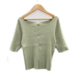 マーキュリーデュオ MERCURYDUO リブニット カットソー 七分袖 ラウンドネック リボン F ライトグリーン 黄緑 /MS35