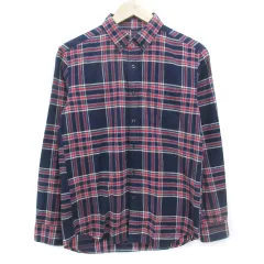 レイジブルー RAGEBLUE ネルシャツ カジュアルシャツ 長袖 ボタンダウン チェック柄 マルチカラー M 紺 赤 ネイビー レッド /FF21