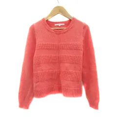 アナイ ANAYI ニット カットソー 長袖 ラウンドネック ショート丈 ボーダー柄 38 サーモンピンク /YS27