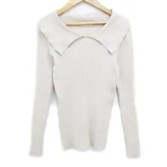 ナチュラルビューティーベーシック NATURAL BEAUTY BASIC ニットシャツ リブ カットソー 長袖 無地 M ベージュ /FF29