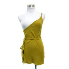 ケイビーエフ KBF アーバンリサーチ ニット カットソー ノースリーブ ワンショルダー リボン ONE イエロー 黄色 /MS26