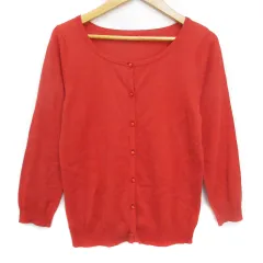 アプワイザーリッシェ Apuweiser-riche ニットカーディガン 薄手 ミドル丈 無地 2 オレンジ /FF33