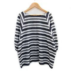 スタディオクリップ Studio Clip カットソー 長袖 ラウンドネック ボーダー柄 L ホワイト 白 /MS40