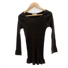 マイケルマイケルコース Michael michael kors リブニット カットソー 長袖 ラウンドネック 4 ブラウン 茶色 /MS38