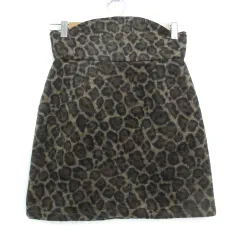 エモダ EMODA 台形スカート キュロット ミニ丈 ハイウエスト ヒョウ柄 レオパード柄 M ベージュ 黒 ブラック /FF17