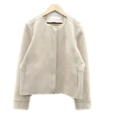 シンプリシテェ SIMPLICITE ノーカラージャケット ショート丈 スエード調 茶色 ブラウン /HO21