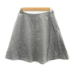ナチュラルビューティーベーシック NATURAL BEAUTY BASIC フレアスカート ひざ丈 無地 ウール混 XS グレー /SY19
