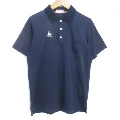 ルコックスポルティフ le coq sportif ゴルフウェア ポロシャツ 半袖 ポロカラー ロゴ刺? S 紺 白 ネイビー ホワイト /FF37