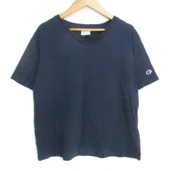 チャンピオン CHAMPION Tシャツ カットソー 半袖 Vネック ロゴ刺? M 紺 ネイビー /FF25