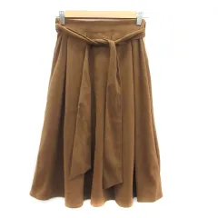 ロペピクニック ROPE Picnic フレアスカート ミモレ丈 リボンベルト付き 36 茶色 ブラウン /HO34