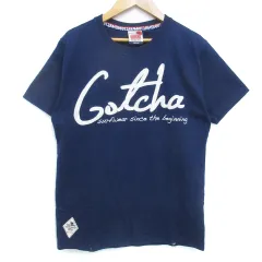 ガッチャ GOTCHA Tシャツ カットソー 半袖 クルーネック ロゴ刺? M 紺 白 ネイビー ホワイト /FF37