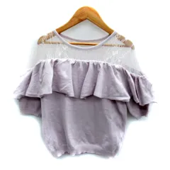 トランテアン ソン ドゥ モード 31 Sons de mode ニット カットソー 半袖 オフショルダー風 レース 36 薄紫 パープル /SY4