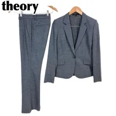 【美品】 theory レディースパンツスーツ 2 グレー ヘリンボーン