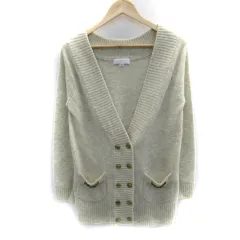 ジルスチュアート JILL STUART ニットカーディガン ミドル丈 Vネック ダブルボタン ラメ ウール アンゴラ混 M アイボリー /SM21