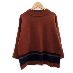 トラッゾドンナ Torrazzo Donna ニット セーター 長袖 クルーネック スリット ウール ブラウン 茶色 /MS28