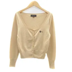 ジルスチュアート JILL STUART ニットカーディガン ラウンドネック ショート丈 刺繍 ウール M 茶色 ブラウン /HO8