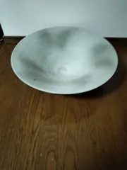 花器 大皿 グレー色 磁器製 花台 窯 工房 池坊 フラワーベース 水盤 華道具 花瓶 シンプル 生花 華道 手作り 大型 アンティーク  レトロ インテリア ビンテージ 昭和 24428四つ葉[YT00533]