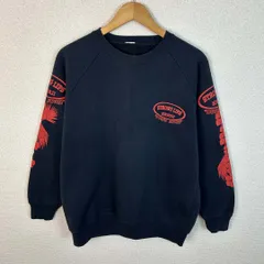 スウェット クルーネック バックプリント 袖プリント ブラック メンズ 古着 ストリート レトロ