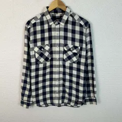 Dickies ディッキーズ ネルシャツ 襟付き ブロックチェック 総柄 ネイビー ホワイト XLサイズ メンズ 古着 アメカジ ワーク系