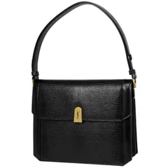 イヴ・サンローラン YVES SAINT LAURENT ロゴ ショルダーバッグ 2WAY ハンドバッグ ショルダーバッグ リザード ブラック レディース 【中古】