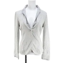 ブルネロクチネリ BRUNELLO CUCINELLI ジャケット レイヤード調 絹 シルク 比翼 M 灰系 グレー イタリア製 ストレッチ リボン スナップボタン 無地のサムネイル