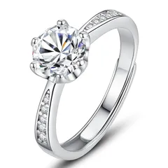 【新品】 083基地 レディースリング モアッサナイト フリーサイズ オープンリング 指輪 シルバー925 純銀製 8~21号相当 カラーグレード VVS1 一粒 0.6カラット プレゼント 金属アレルギー対応 GRA証明カード付き 1