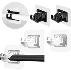 4個セット 丸棒固定クリップ カーテンロッドブラケット サポートバー 壁掛けフッ