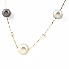 タサキ TASAKI パール デザインネックレス YG イエローゴールド ペンダント 真珠 ネックレス 750 K18 パール レディース 【中古】