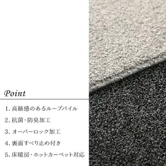 ラグ 約90×185cm 手洗い ループパイル 抗菌防臭 オーバーロック 滑りにくい加工 床暖房 クレイド