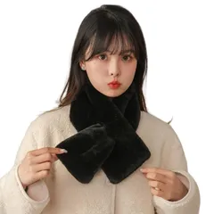 【新品】 [YAYUPLUS] ファーマフラー レディース マフラー ファーティペット フェイクファー ネックウォーマー ふわふわ モコモコ スヌード 可愛い オシャレ 無地 シンプル 秋冬 防寒 暖かい あったか ファッション プレゼント ギフト (ブラ 0