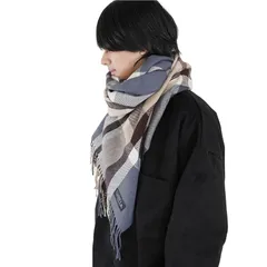 【新品】 [Ｌｏｏ＆ｃ] [ルーアンドシー] 厚手 大判ルーシーストール メンズ 大きいサイズ ストール 秋冬 大判ストール マフラー チェック柄 無地 ショール ひざ掛け レディース ユニセックス (19アトレブルー, フリー) 0