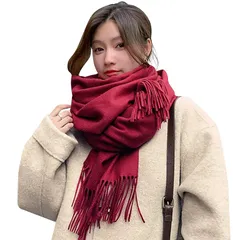 【新品】 [Allanve] マフラー レディース 大判ストール 【高級な雰囲気・柔肌ふんわり・暖かい防風】 柔らかい チェック柄 ブランケット レディースマフラー ひざ掛け おしゃれ 厚手 無地 かわいい 秋冬 学生 ギフト クリスマスプレゼント (無地 0