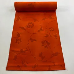 反物 優品 羽尺 羽織 和装コート 花唐草 オレンジ 正絹 【中古】