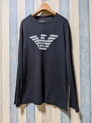 ★EMPORIO ARMANI エンポリオアルマーニ  イーグルロゴ 長袖 Tシャツ ロンT ブラックXL