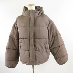 中綿ブルゾン ジャケット ジップアップ 長袖 茶 M *A649