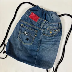 しゅん様専用★ハンドメイド デニムリメイク 大人向けナップサック デニム×ワッペン 男女兼用 ユニセックス y2k