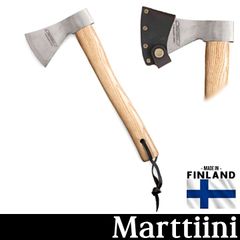 【Marttiini】HIKING AXE 1031010 カーボンスチール 本革カバー付 レザーシース ブッシュクラフト キャンプ用品 ケース スリーブ サバイバル フィンランド製 ハイキングアックス  登山 徒歩 薪割り ハチェット 炭素鋼 ナイフ 北欧