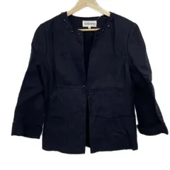 HANAE MORI(ハナエモリ) ジャケット サイズ38 M レディース - 黒×ダークネイビー ビジュー/春/秋