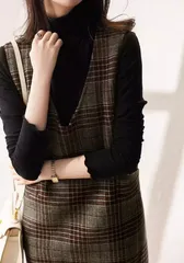 冬 ノースリーブ ワンピース レディース ジャンパースカート 厚手 秋 ロングワンピース ベスト ロングワンピ Vネック ニットワンピース 体型隠し 秋 冬 高見え プチプラ 30代 40代 大人 暖