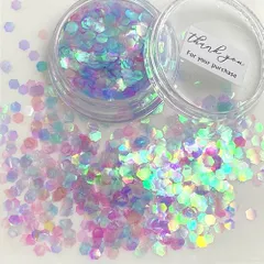 レジン 封入 ホログラム 六角 ゆめかわ ドリームカラー オーロラ 七色 鱗 海 夏 ラメ キラキラ グリッター 1個 rp-418