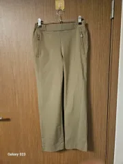 カーキ色 レディース ズボン (ジッパーポケット)
