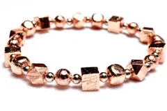 【１点物】宇宙からの贈り物 メテオライト(アルタイ隕石)　6(丸玉3.5)mm　ピンクゴールドコーティング ブレスレット パワーストーン 天然石 _MC1388