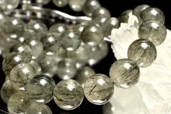 希少カラー グリーンルチルクォーツ(アクチノライトインクォーツ)　13mm　ブレスレット 1個売り パワーストーン 天然石 _BG6173-13