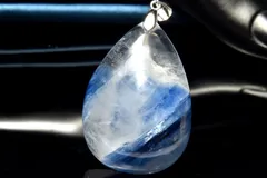 【１点物】シルバー925◇天然無着色 カイヤナイトシリカ　36x25mm　ドロップ ペンダントトップ パワーストーン 天然石 _PC7358