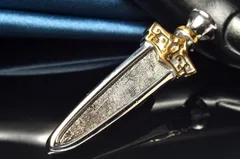 シルバー925 ギベオン＆パラサイト隕石　51x15mm　剣 シルバーカラー ペンダントトップ 1個売り パワーストーン 天然石 _PRG2370-1