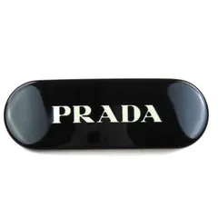 極美品△PRADA プラダ 1IF108 プラスチック ロゴ バレッタ ヘアクリップ ヘアピン ヘアアクセサリー ブラック ゴールド金具 箱付き 伊製 極美品△PRADA プラダ 1IF108 プラスチック ロゴ バレッタ ヘア